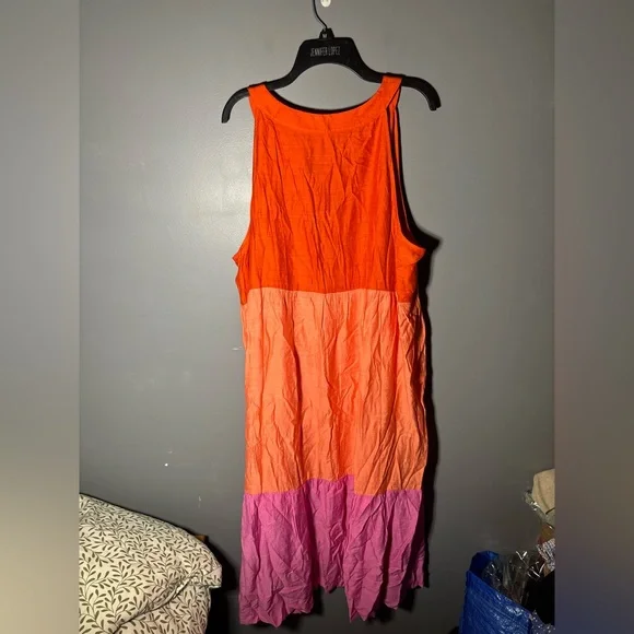 J.Jill Color-Block Maxi in Orange Peel Dress Women’s Size 3X - Picture 4 of 5